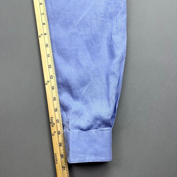 Finest Pure 100% Linen Classic Fit Long Sleeve Button Shirt Blue Men's Sz L - Picture 8 of 14